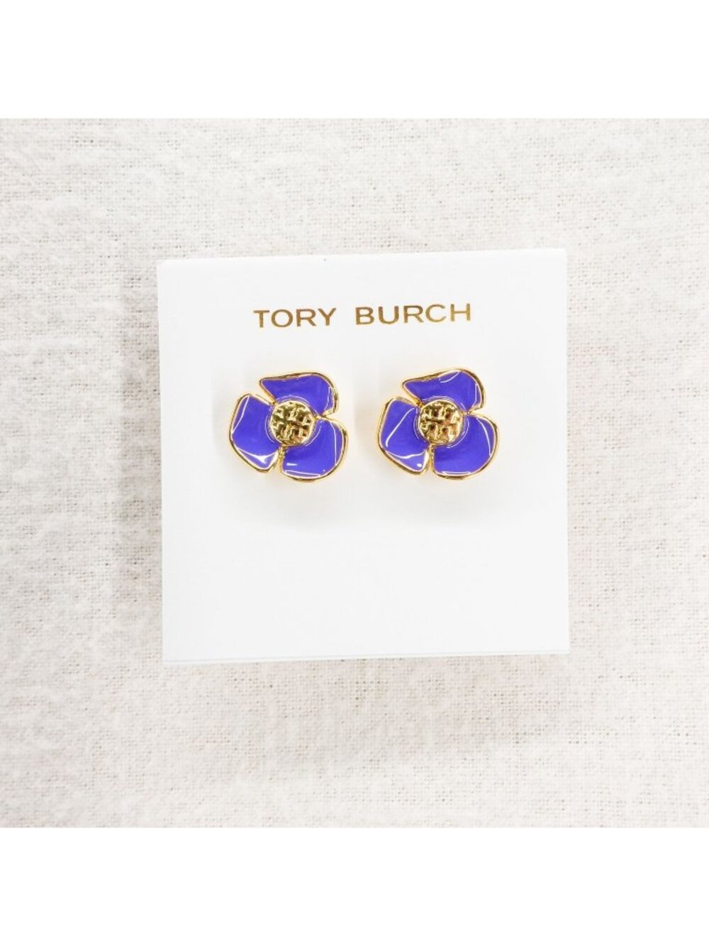 Tory Burch Fleur Flower Stud Earrings Purple OS